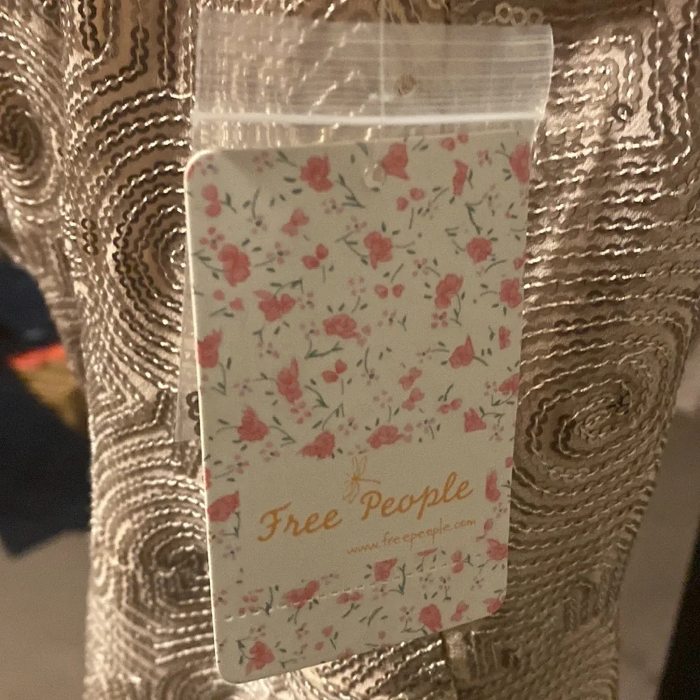 NWT FREE PEOPLE  Paris Rock Sequin French ROSE DRESS